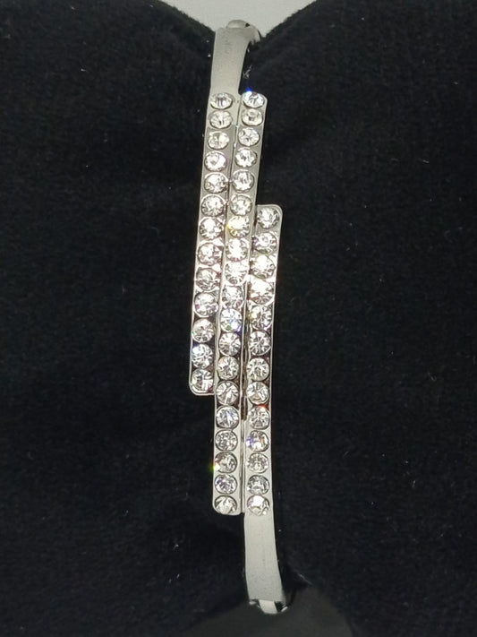 Zirkon Taşlı Çoklu Sarmal Çelik Bileklik