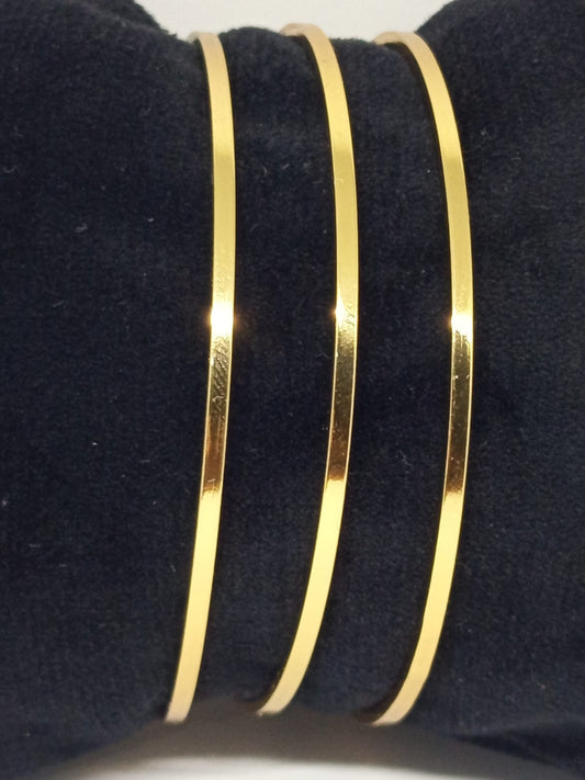 Aloura Luxe – Minimal Sade Çelik Ajda Bilezik (3’lü Set)