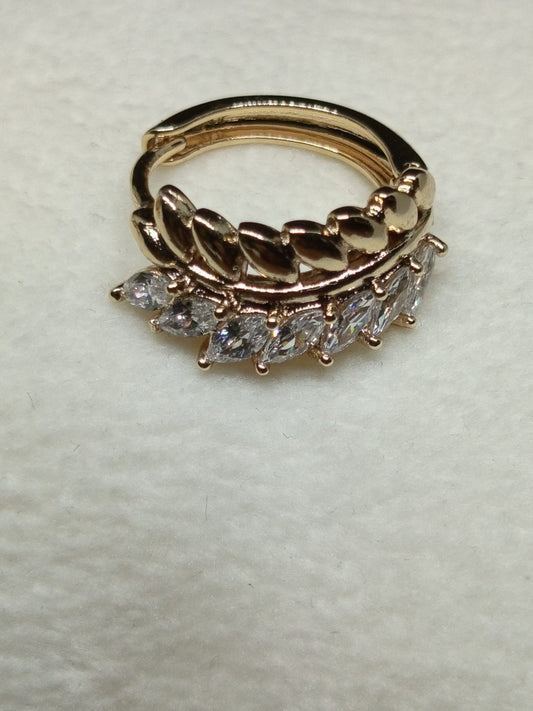 Markiz Taşlı Yaprak Halka Küpe